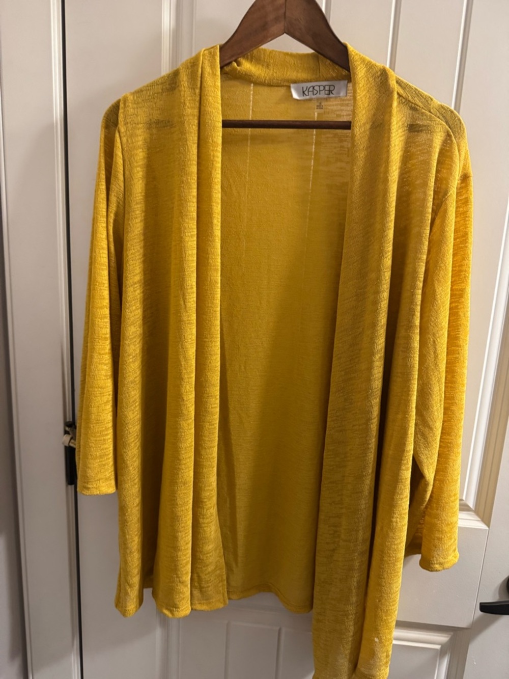 Kasper Mustard Yellow Open-Front Women's Cardigan Sweater